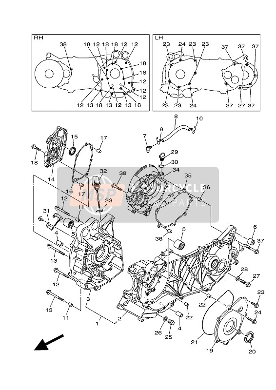 Yamaha TRICITY 125 2018 Crankcase for a 2018 Yamaha TRICITY 125